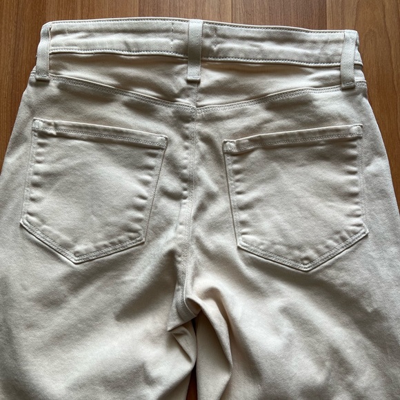 L’AGENCE High Rise Cropped Wide Leg Jeans Ivory Size 24 - Picture 14 of 16